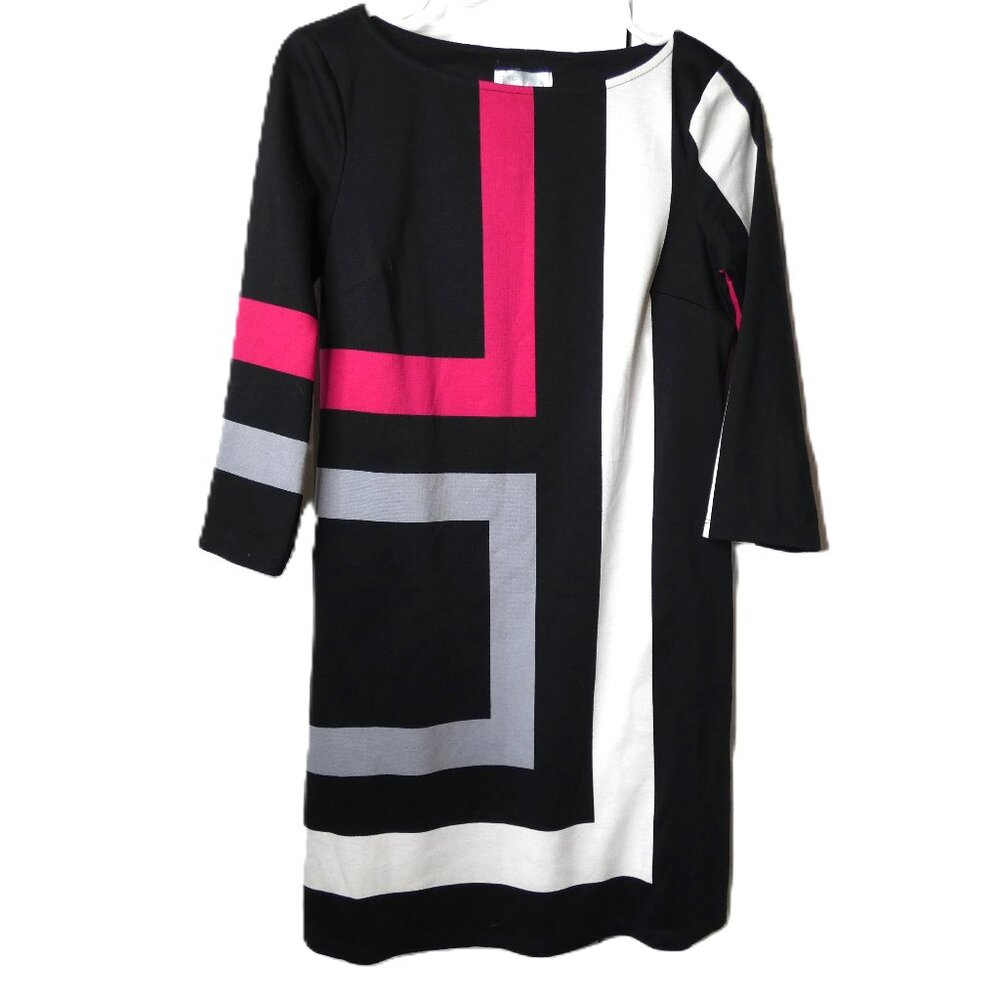 Black Mini Dress Sz Small Vintage 70s Geometric Pattern Club Party Evening Wear